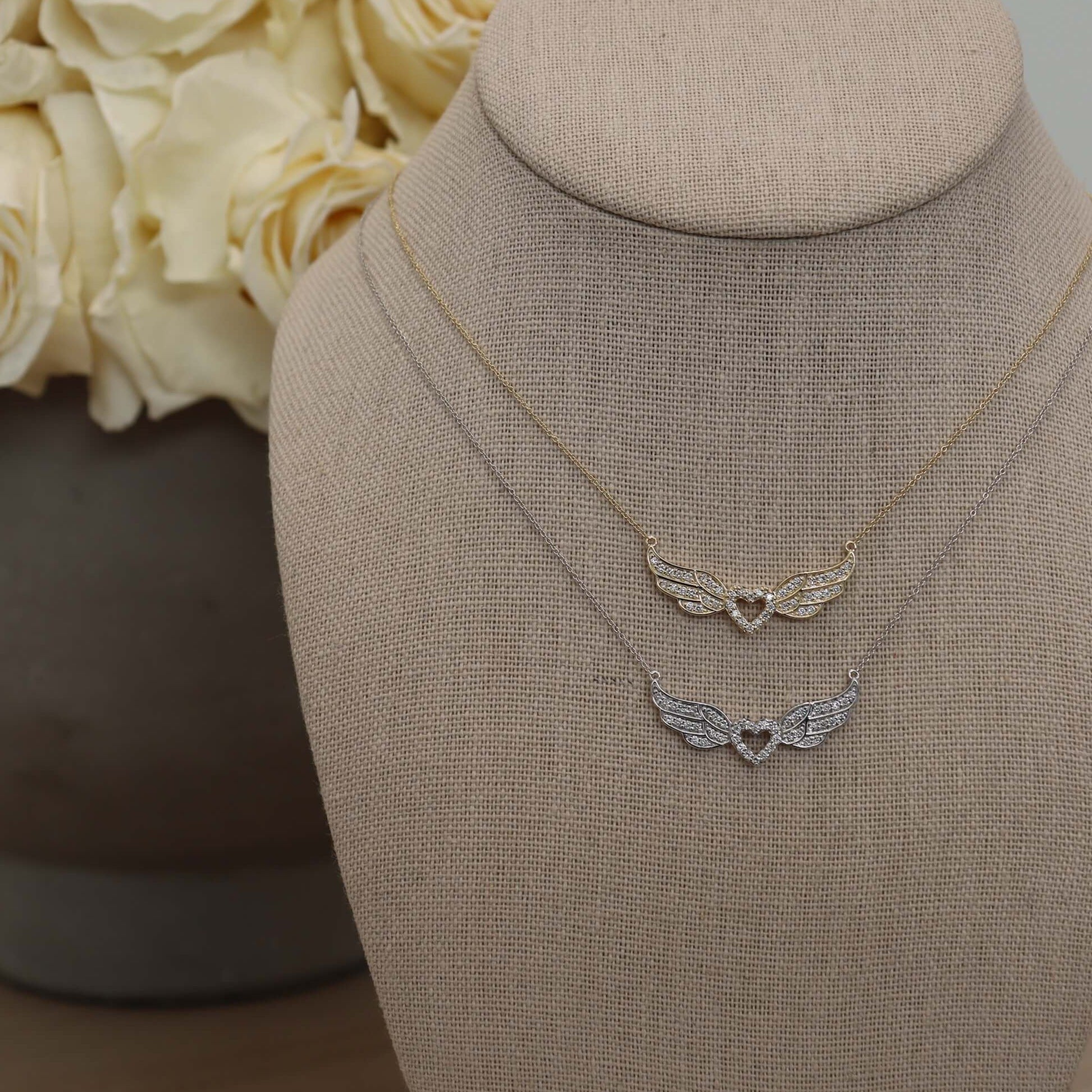 14K Angel Heart Diamond Necklace (Sample Sale) Necklaces IceLink-CAL   